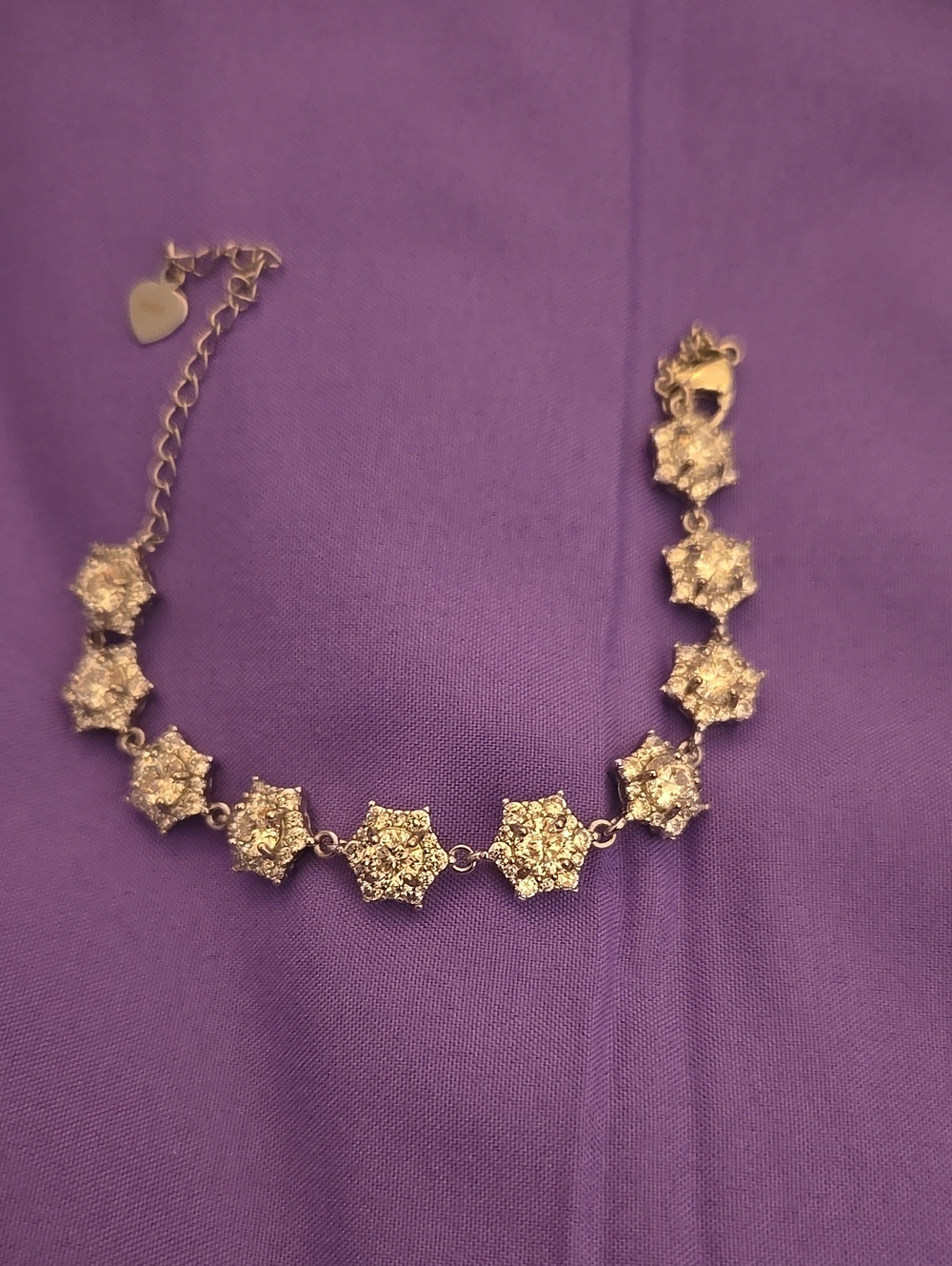 Sparkling Silver Floral Cluster Bracelet - Silver